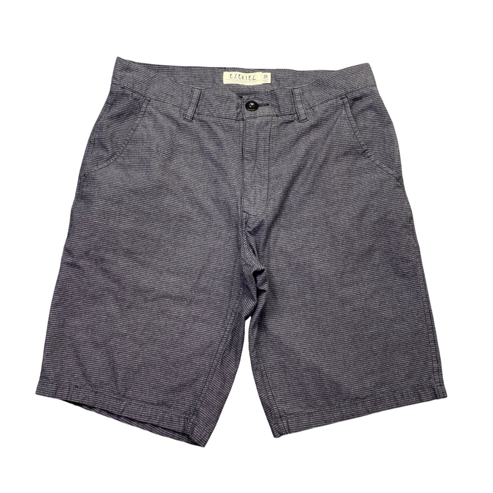 Ezekiel Mens Striped Chino Shorts Gray White EW182062N Size 31 Tropical Grunge